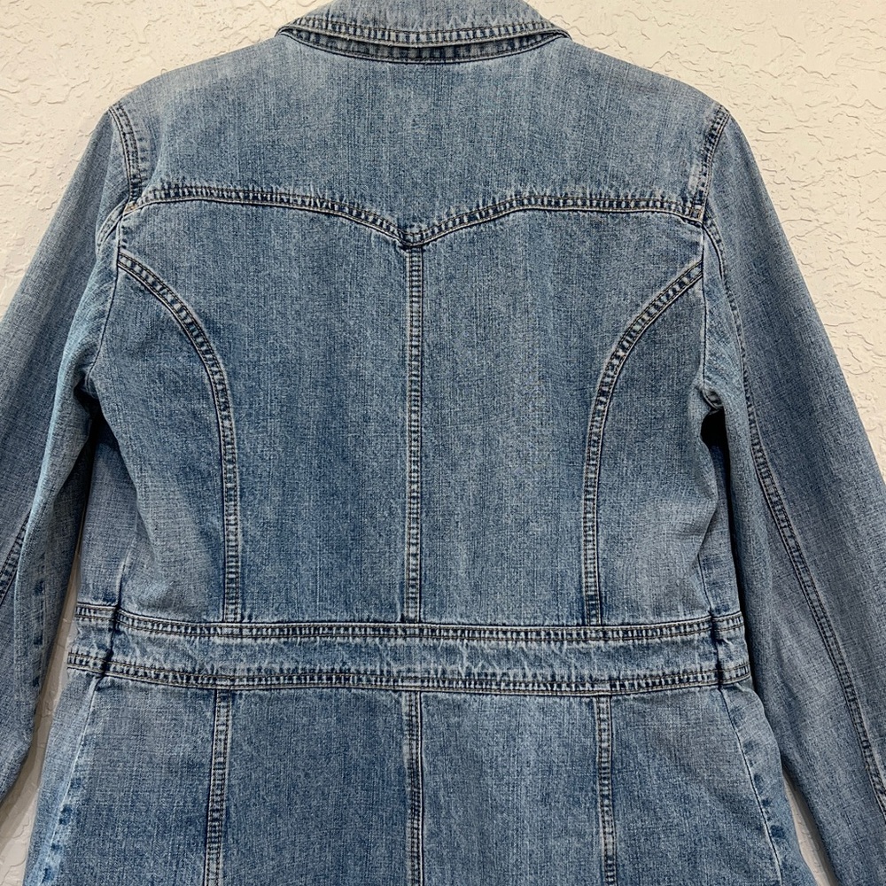 DKNY Jeans Y2K Denim Jacket Button Front Embroidered Cuff - Picture 5 of 8